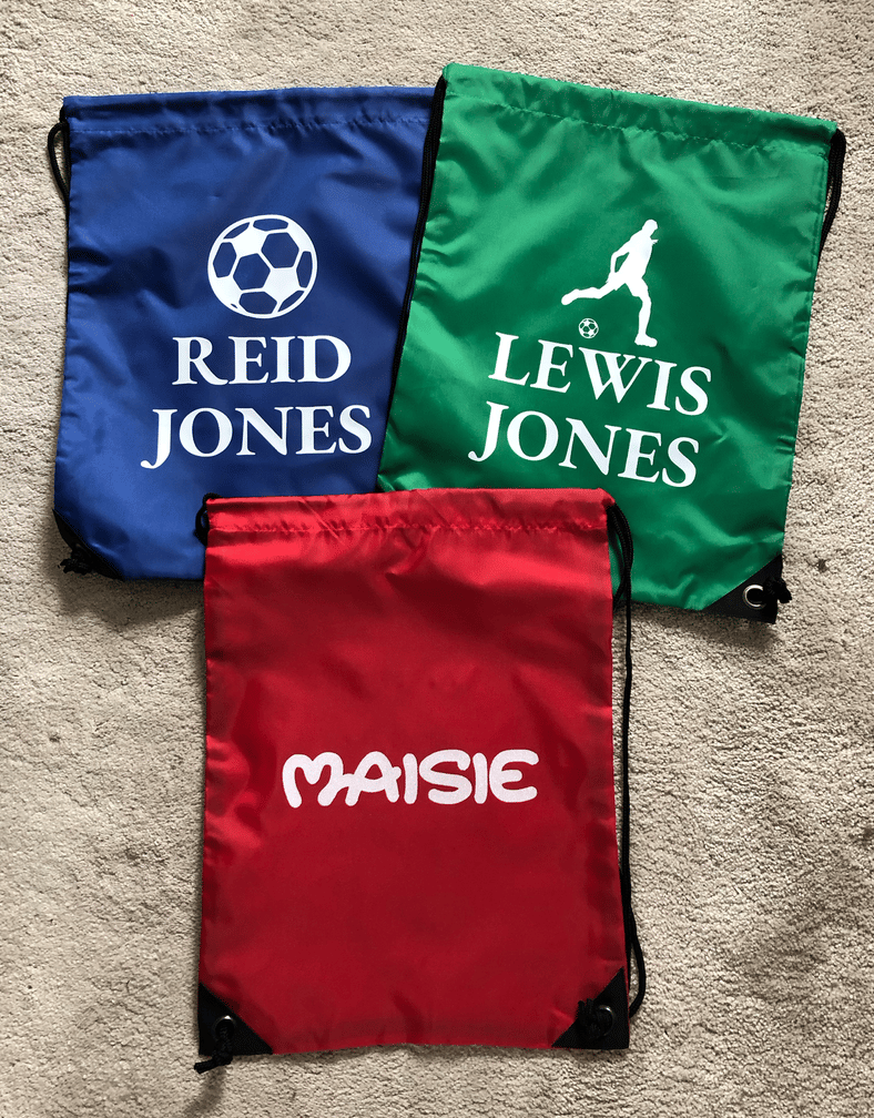 Personalised Drawstring PE Kit Bags Football Sport Chubby Sparrow